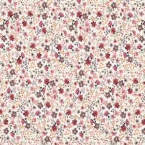 Ribjersey Blumen Burgundy