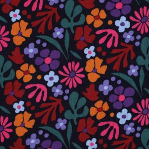 Musselin "Flowers" navy