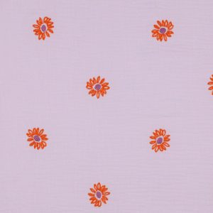 Musselin "Flowers" bestickt lilac