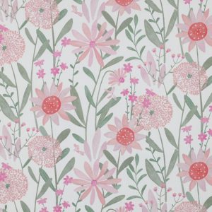 Fine Poplin Digital "Flowers" white