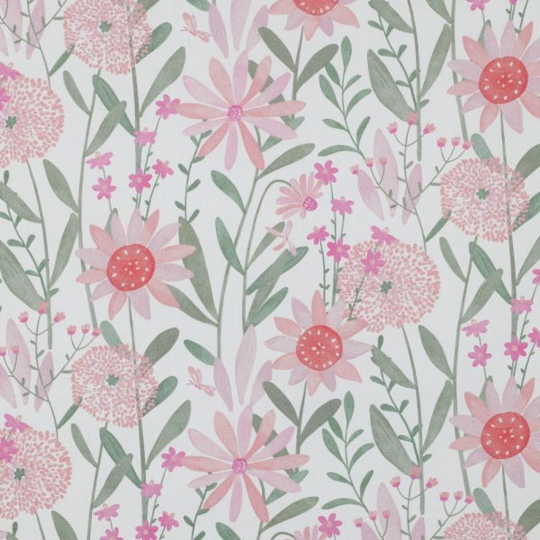Fine Poplin Digital "Flowers" white
