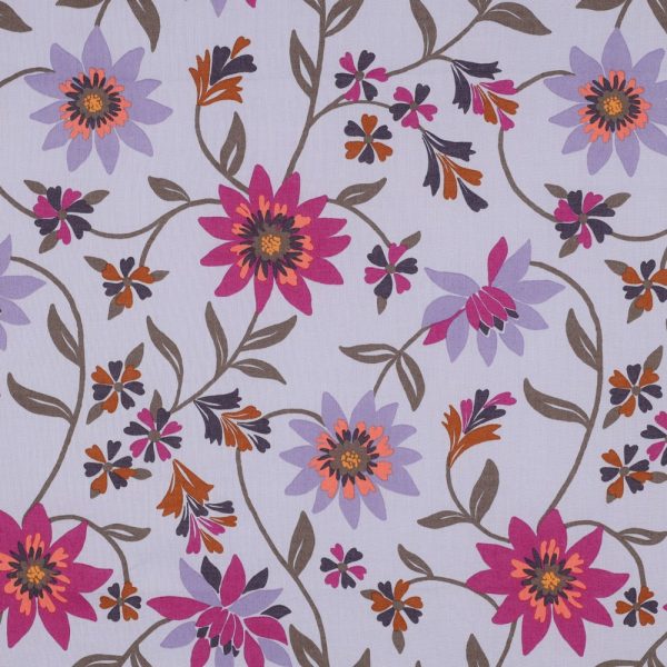 Cotton Voile "Flowers" lavender