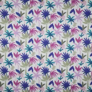 Cotton Voile Digital "Palmen" cobalt