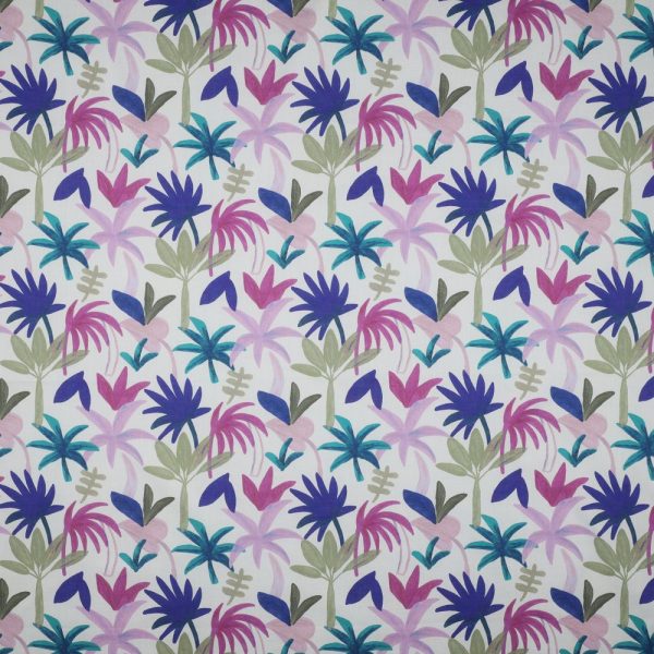 Cotton Voile Digital "Palmen" cobalt