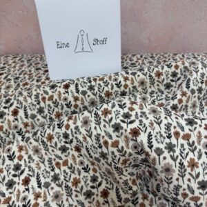 Musselin "Blumen" camel, ecru, beige