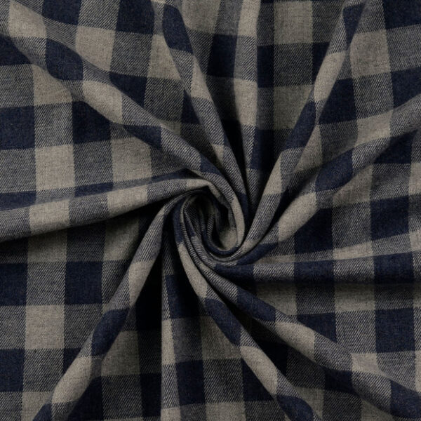 Karo-Flanell - grau blau