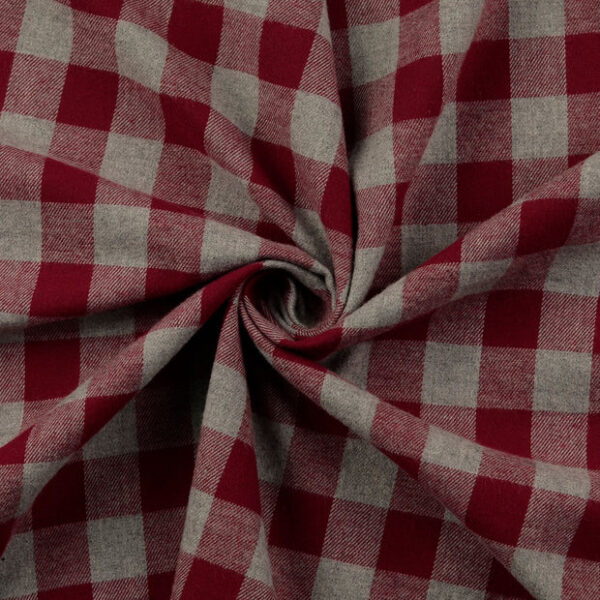 Karo-Flanell - grau rot