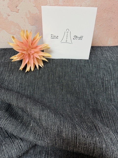 Leinen Baumwolle Streifen fein schwarz