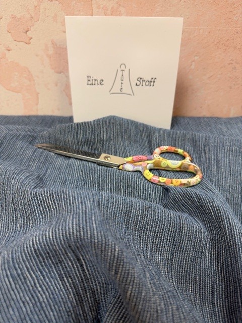 Leinen Baumwolle Streifen fein blau