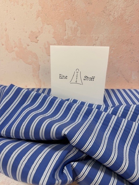 Blusenstoff-Streifen breit - Klassiker mit Twist - blau/weiß