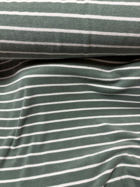 Frottee-Jersey "Streifen" Sage/Ecru