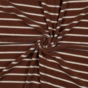 Frottee-Jersey "Streifen" camel/ ecru