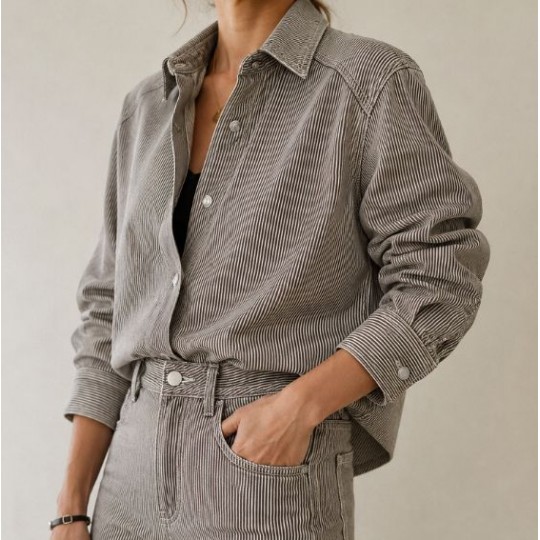 Yarn Dyed Denim Stripe braun – Bild 3