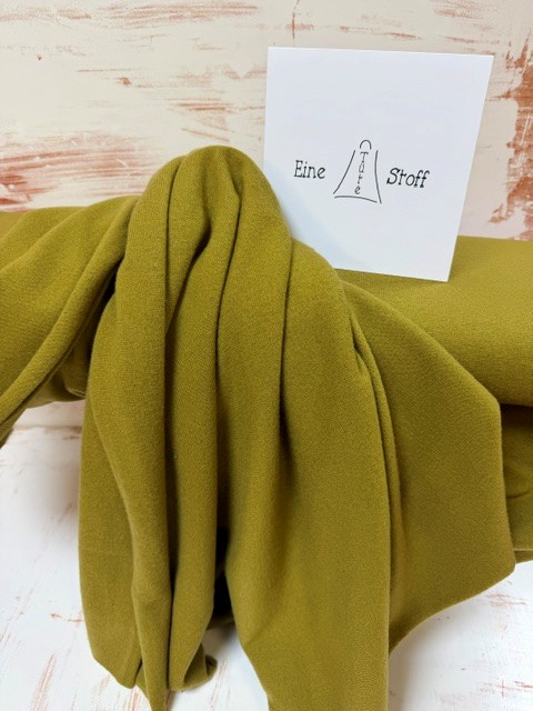 Merino Wollstrickstoff Kaschmir-Touch MULESING FREE golden olive