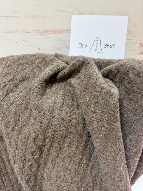 Merino Wollstrickstoff "Zopf" MULESING FREE Torf – Bild 2