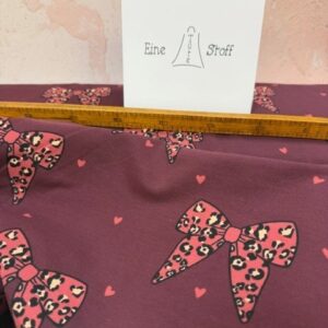 French Terry Animal Skin Bows burgundy